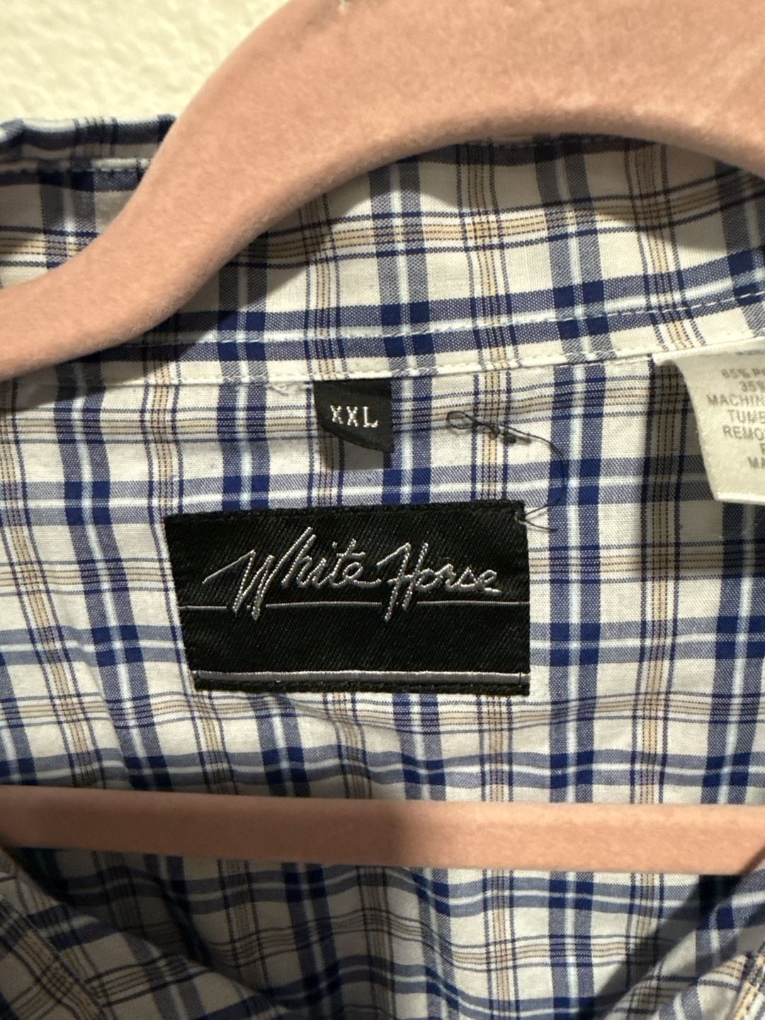 White Horse Western Plaid Long Sleeve Shirt XXL 3