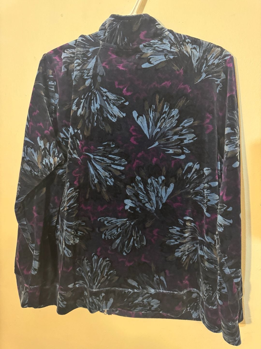 Karen Scott Sport Women's XL Floral Velour Full Zip Track Jacket 3