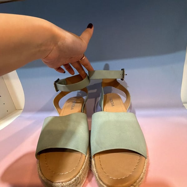 Soda Sage Green Faux Suede Ankle Strap Espadrille Platform Sandals