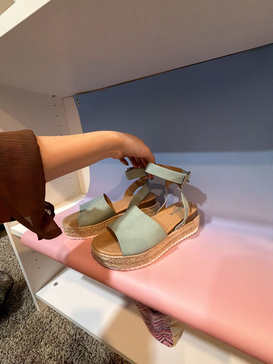 Soda Sage Green Faux Suede Ankle Strap Espadrille Platform Sandals 4
