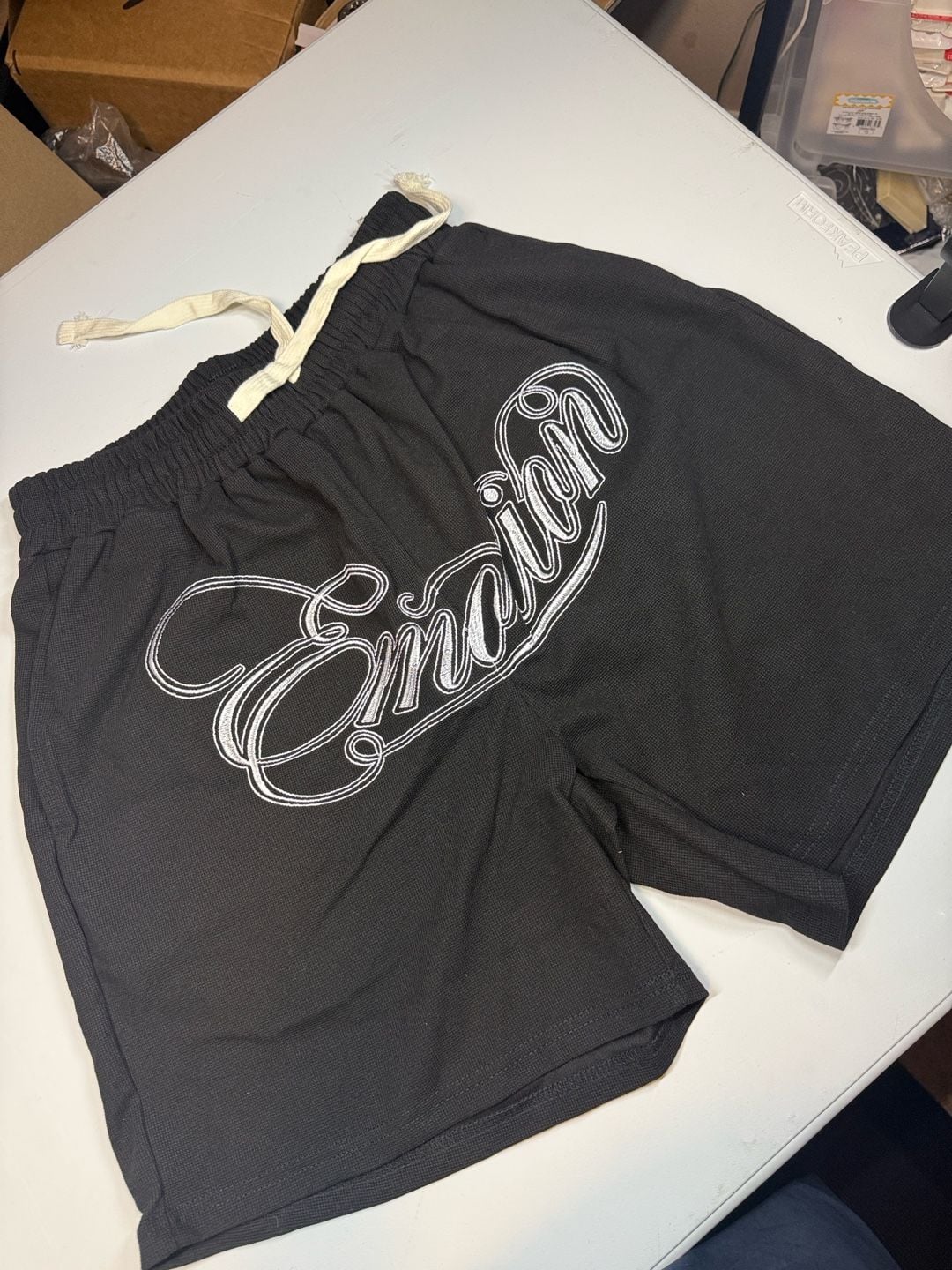 Mixed Emotion Waffle Knit Shorts Black Size M 1
