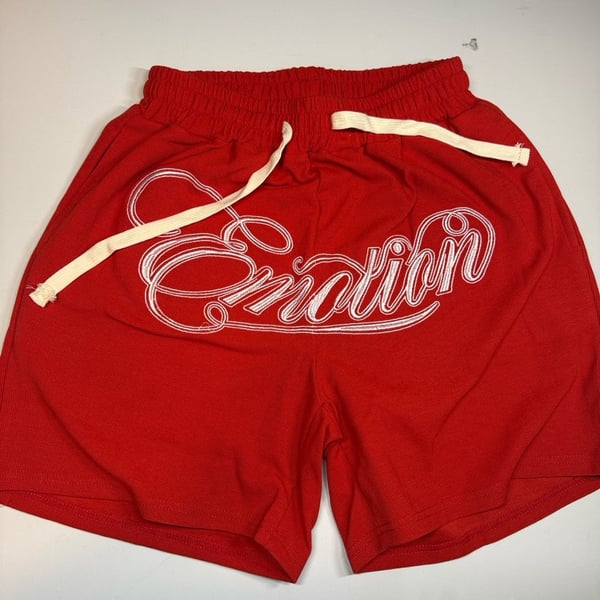 Mixed Emotion Waffle Knit Embroidered Shorts Red