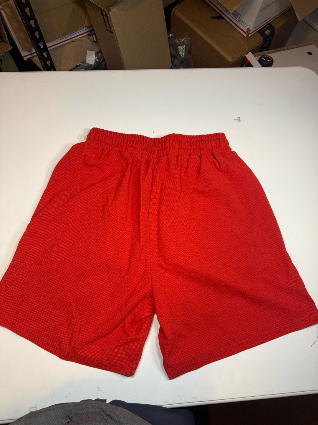 Mixed Emotion Waffle Knit Embroidered Shorts Red 4
