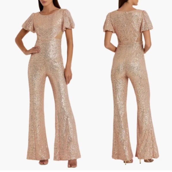 IEENA for Mac Duggal Sequin Side Cut-Out Jumpsuit