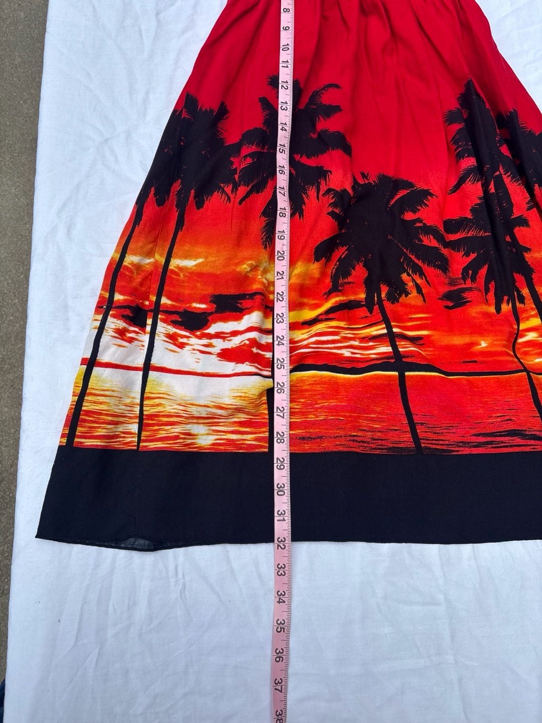 Vintage Tropical Sunset Palm Tree Print Smocked Sundress 4