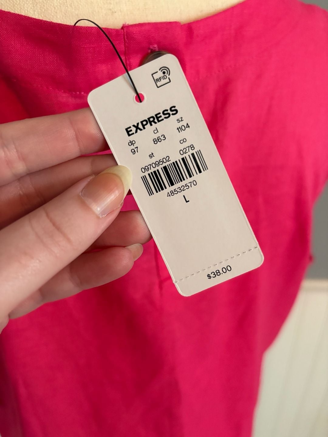 Express Sleeveless Linen Blend Cropped Tank Top Pink Size L 5