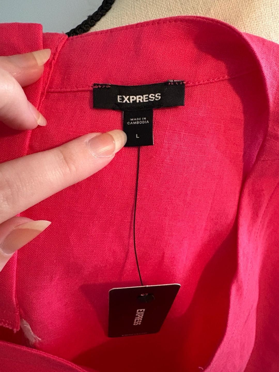 Express Sleeveless Linen Blend Cropped Tank Top Pink Size L 8