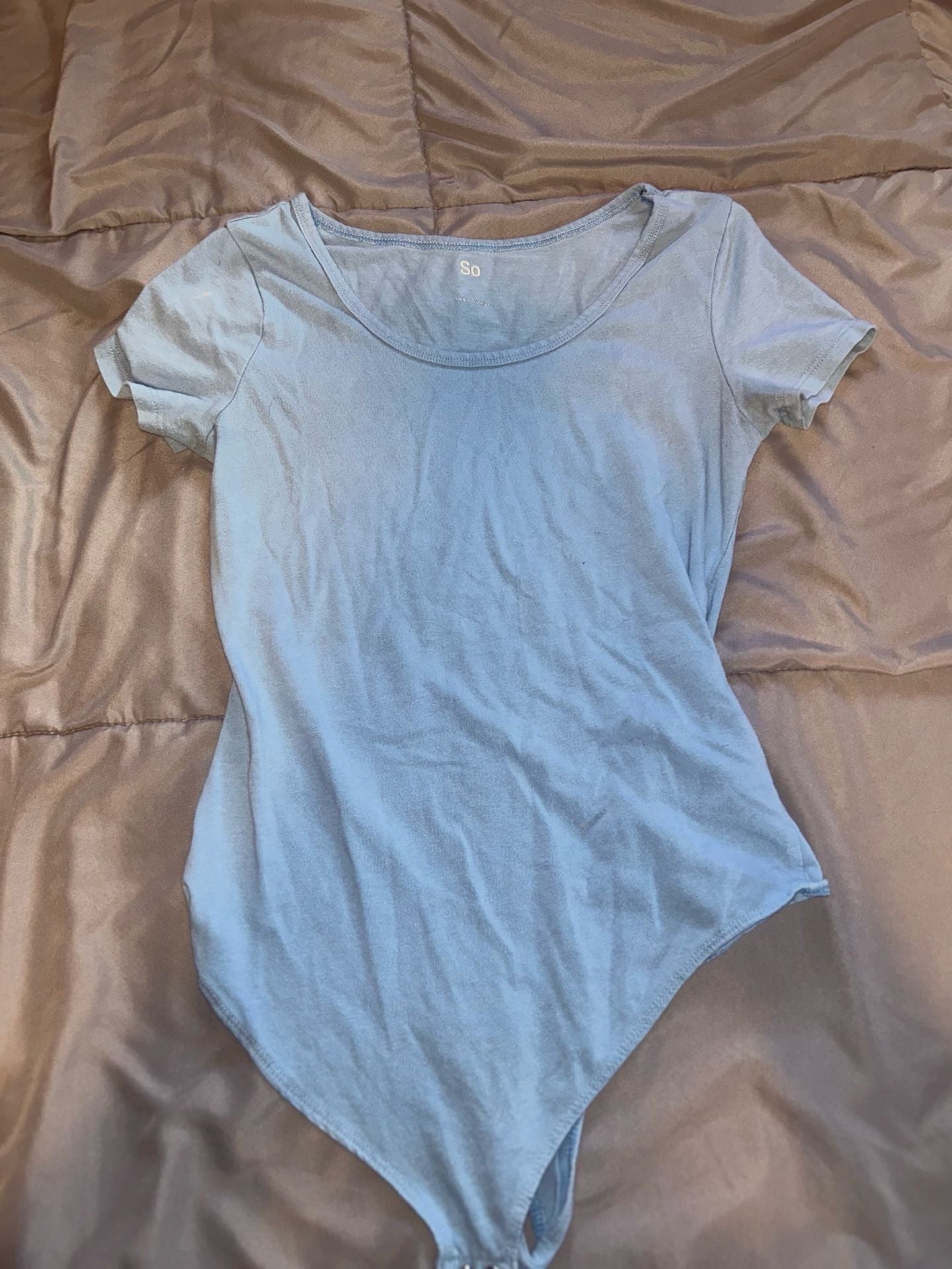 So Short Sleeve Bodysuit Light Blue Size S 2