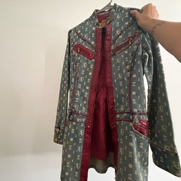 Vintage Apple Bottoms Monogram Denim Long Jacket