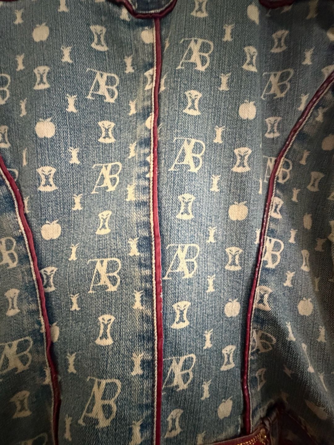 Vintage Apple Bottoms Monogram Denim Long Jacket 8