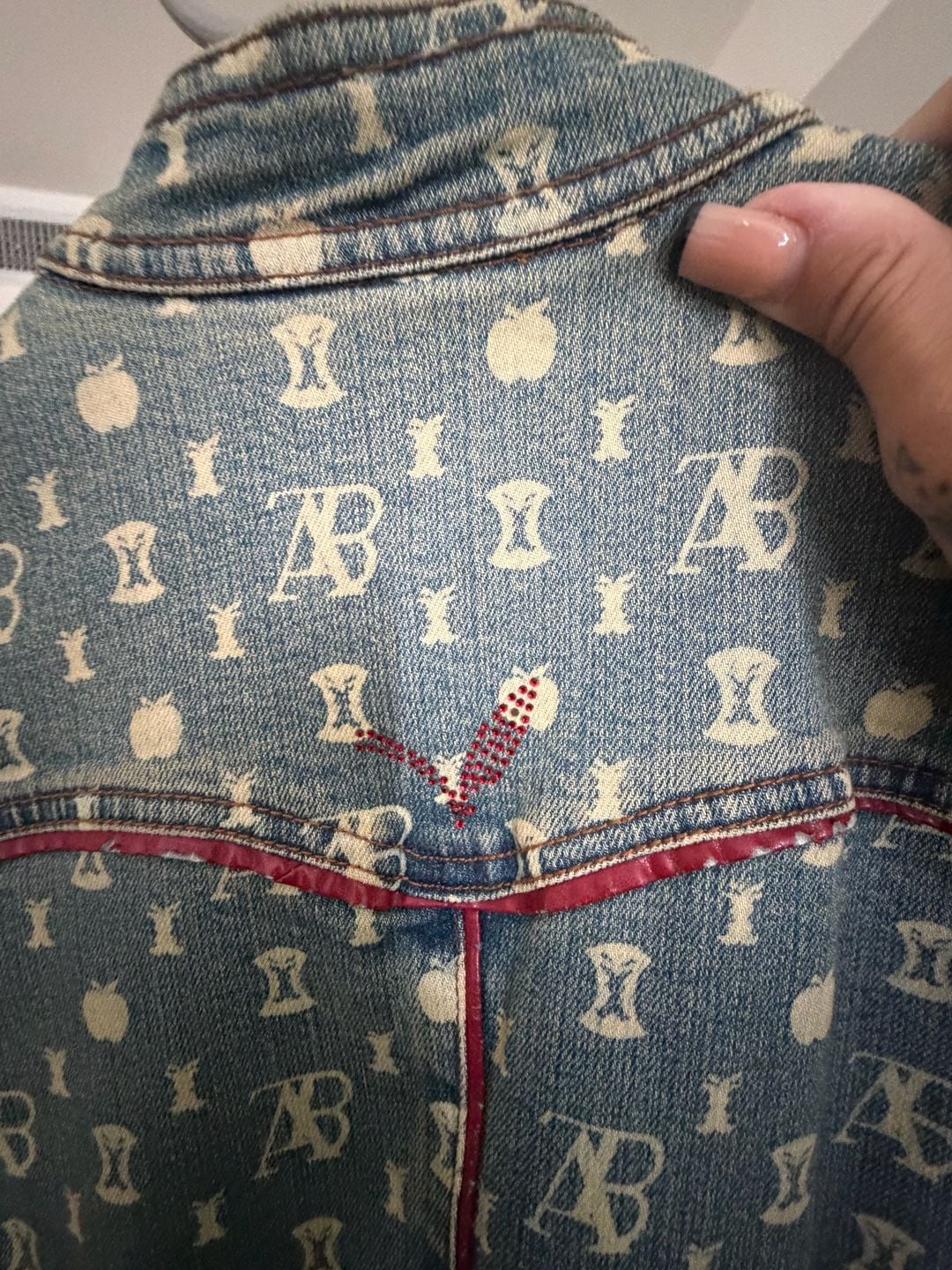 Vintage Apple Bottoms Monogram Denim Long Jacket 9