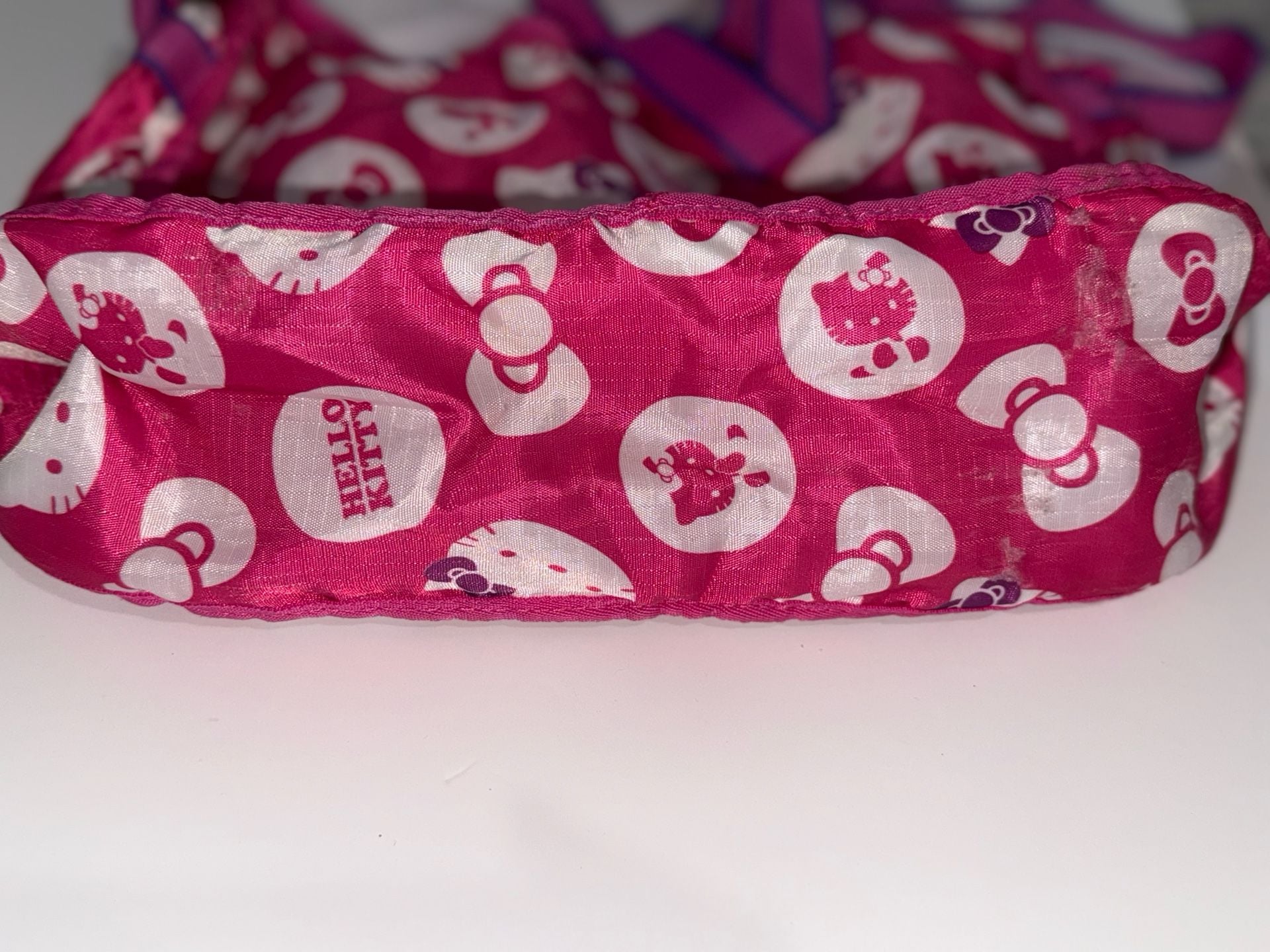 Hello Kitty Pink Nylon Crossbody Bag with Character Zipper Pulls 7