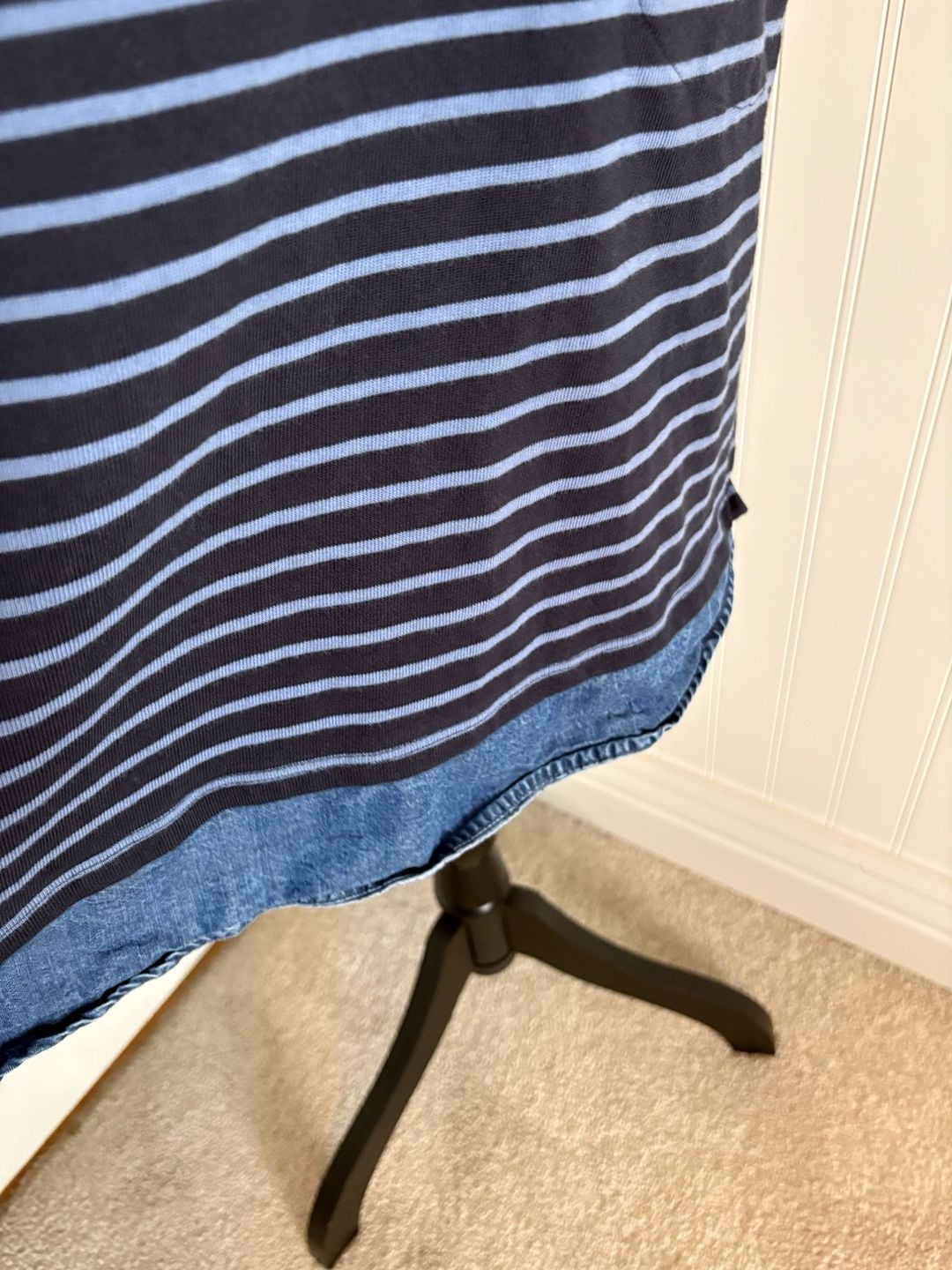 J.Jill Size L Blue Striped Cotton Tencel Lyocell Hem Dress 5