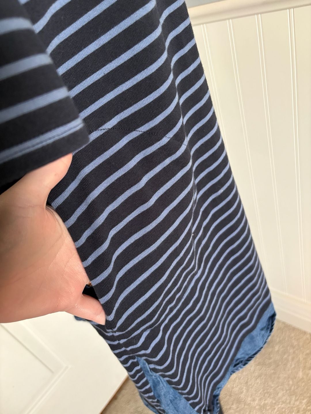 J.Jill Size L Blue Striped Cotton Tencel Lyocell Hem Dress 7