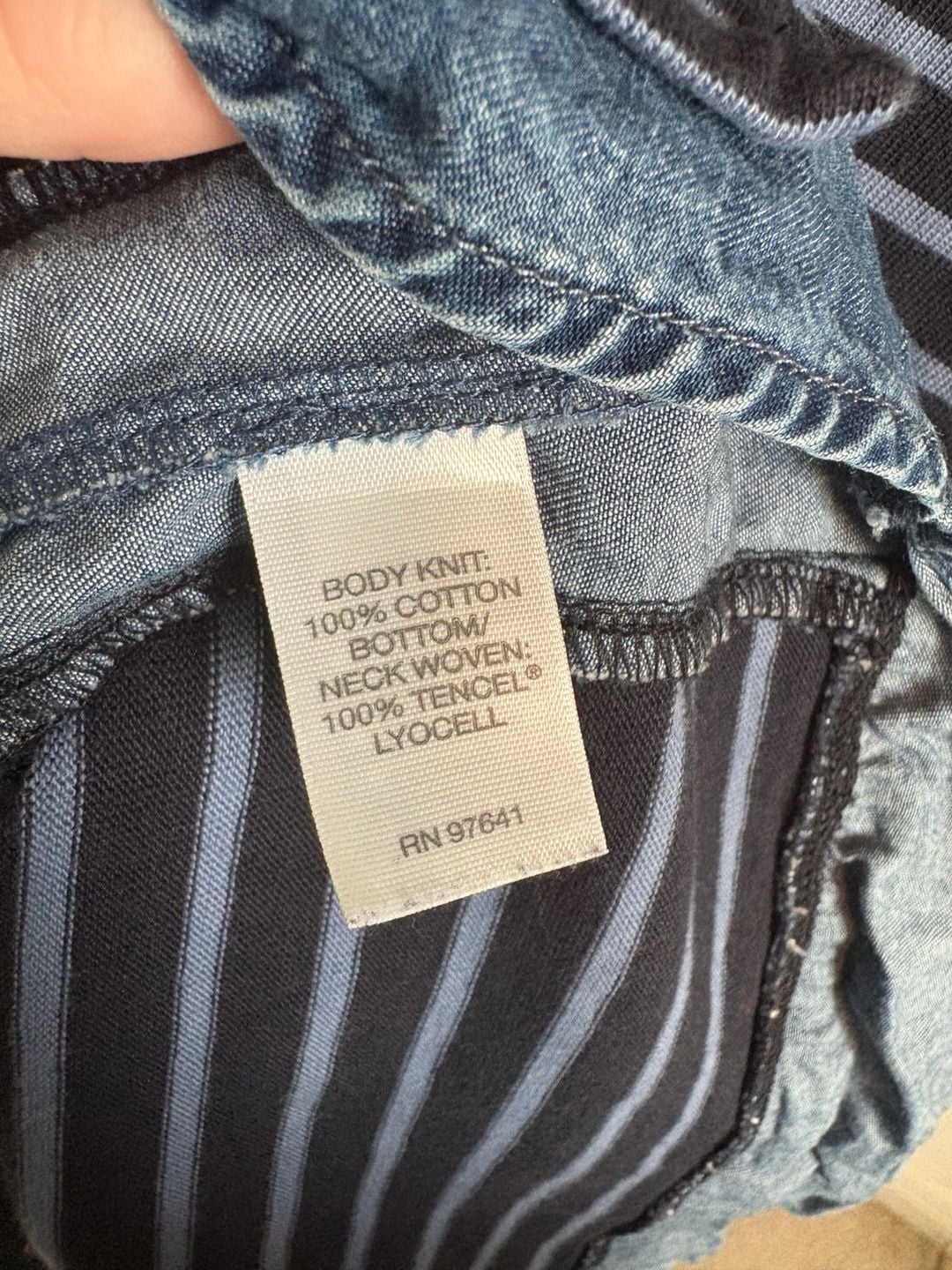 J.Jill Size L Blue Striped Cotton Tencel Lyocell Hem Dress 10