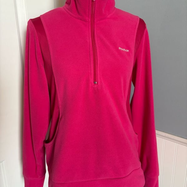 Reebok Women's Pink Fleece Quarter Zip Pullover Size Large