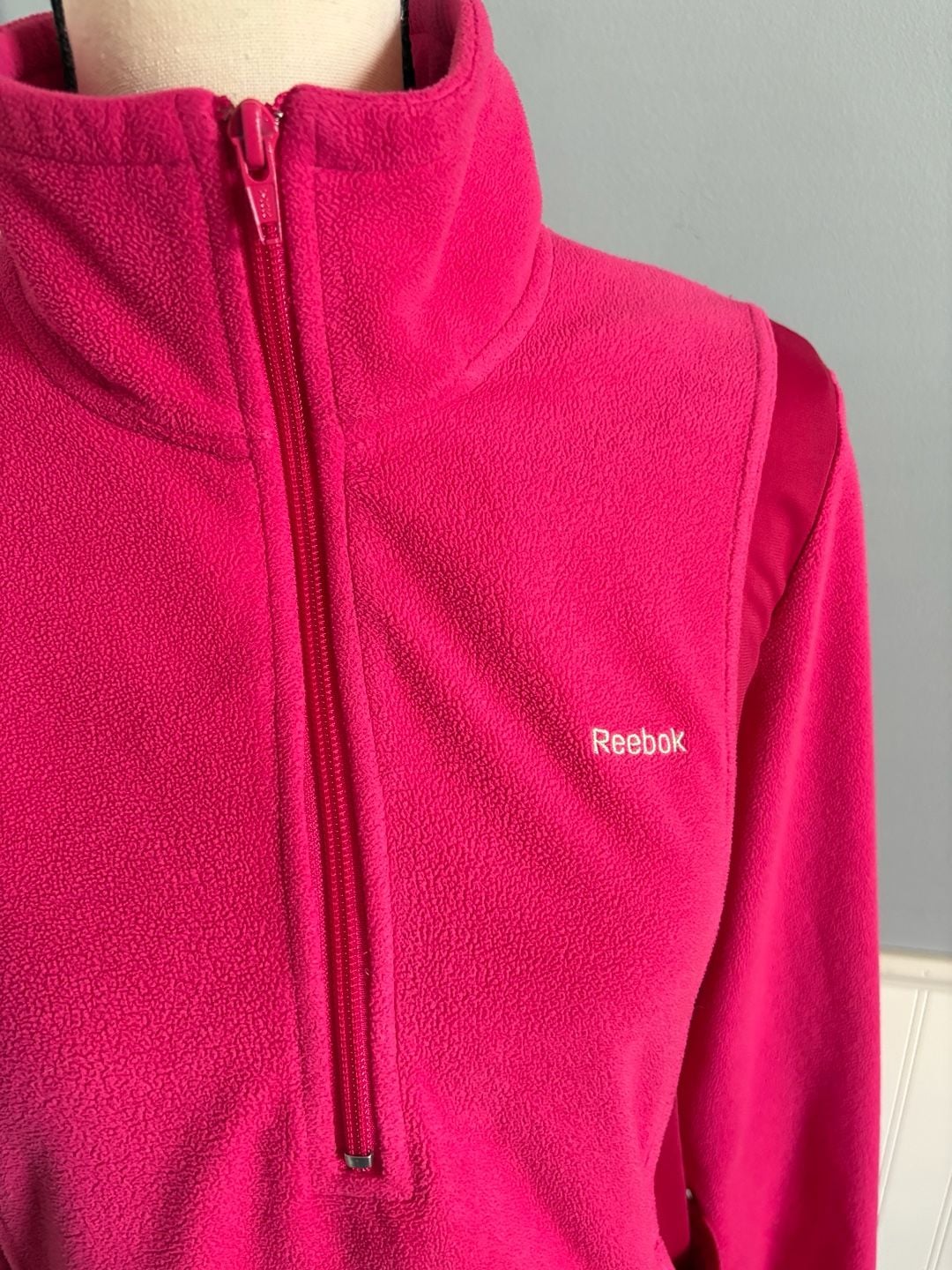 Reebok Women's Pink Fleece Quarter Zip Pullover Size Large 4