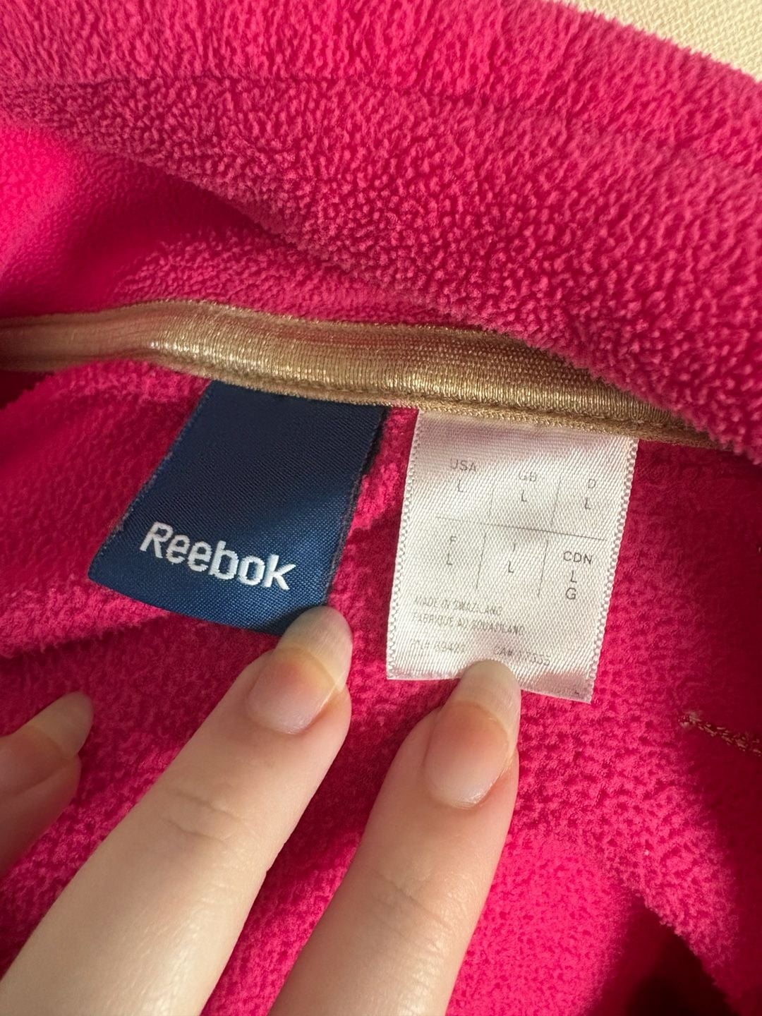 Reebok Women's Pink Fleece Quarter Zip Pullover Size Large 8