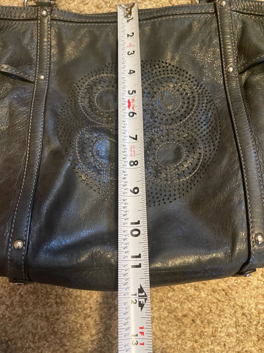COACH Audrey Perforated Logo Large Black Leather 5