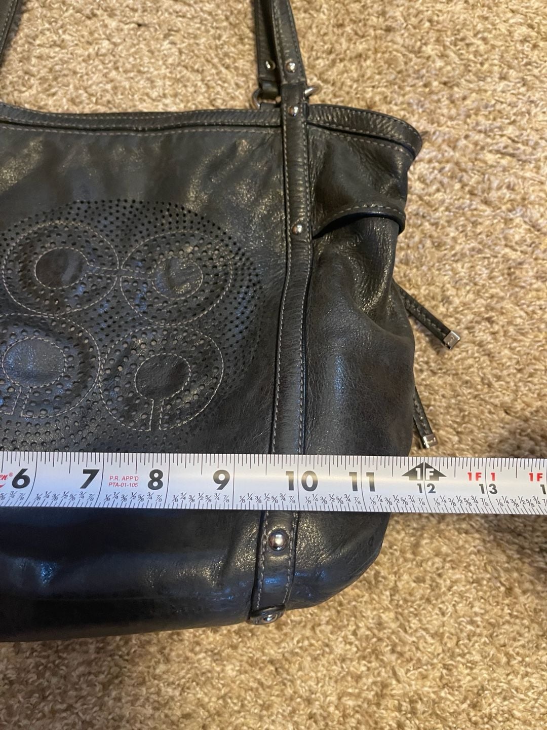 COACH Audrey Perforated Logo Large Black Leather 6