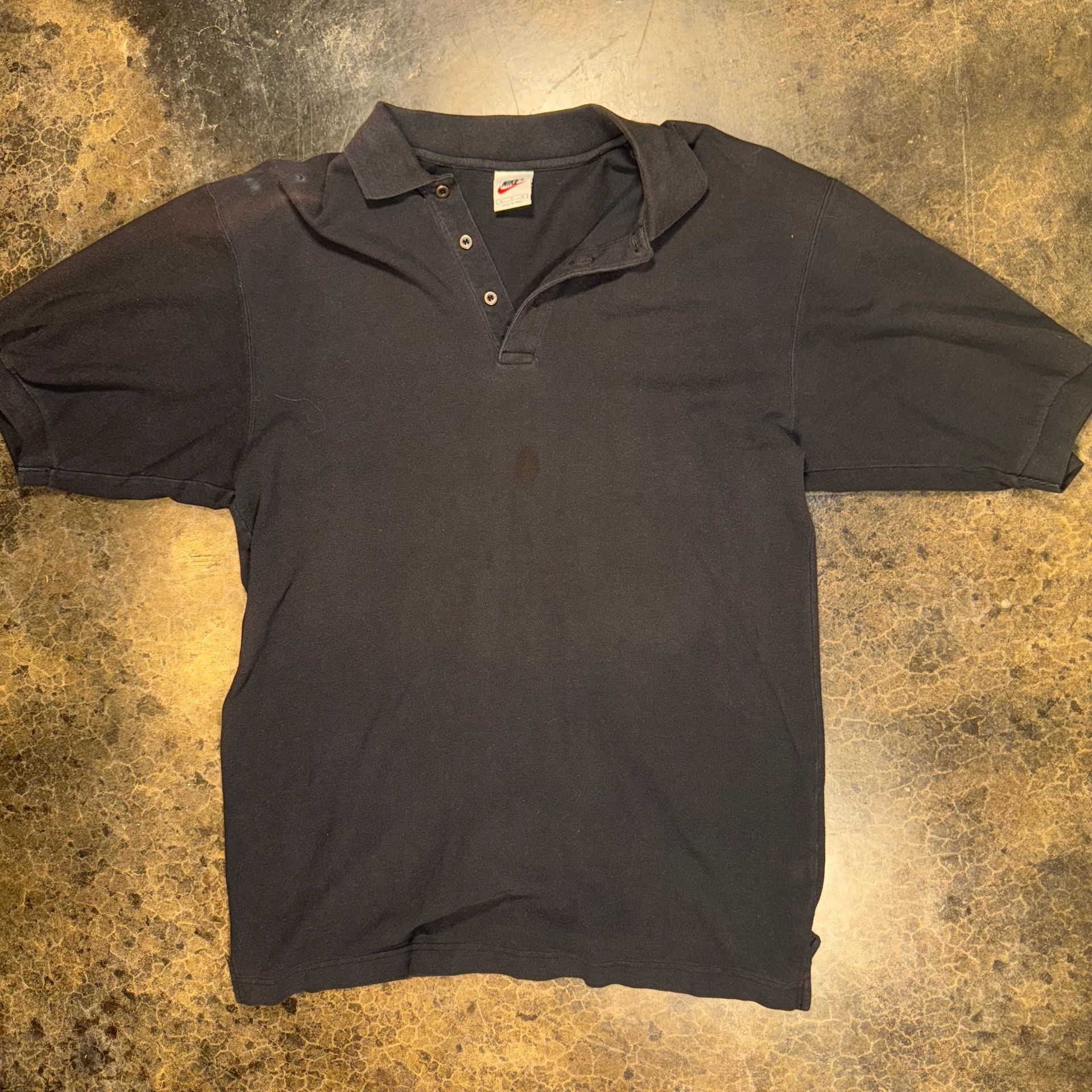 1990s Vintage Nike Polo Shirt Black Size M 2