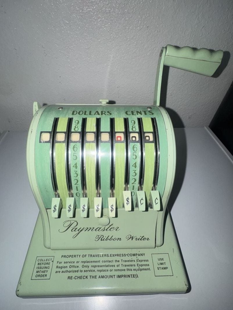 Vintage Paymaster Ribbon Writer Check Protector Machine 1