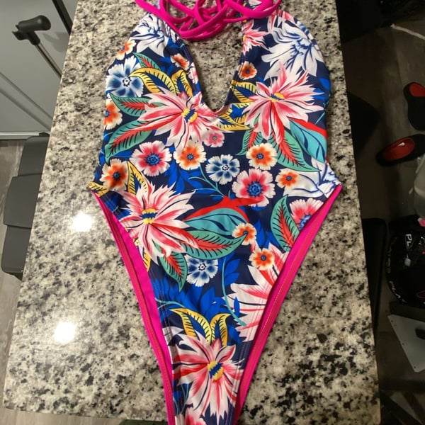 SHEIN Floral Print One-Piece Swimsuit Size S