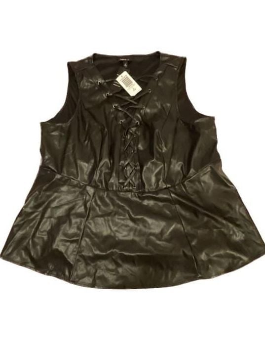 Torrid Black Faux Leather Lace-Up Peplum streetwear (2X) 2
