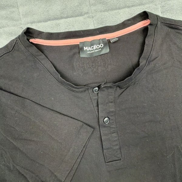 Maceoo Men's Black Henley T-Shirt Size US XL   EU 7/3XL
