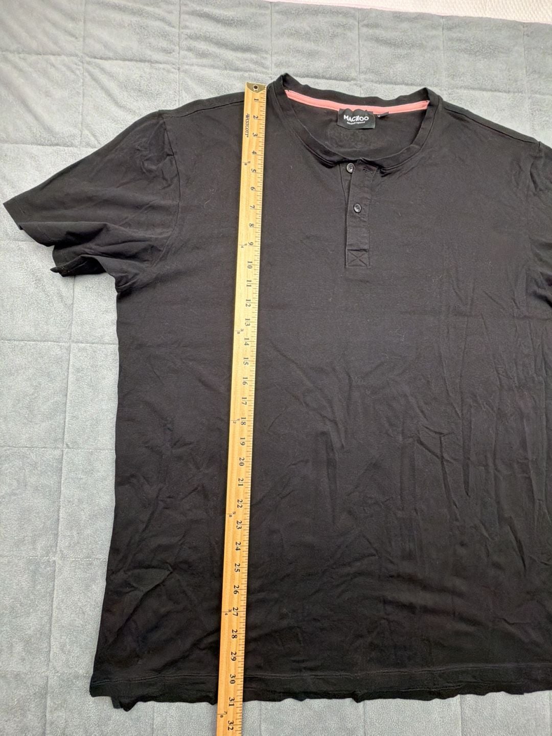 Maceoo Men's Black Henley T-Shirt Size US XL EU 7/3XL 6