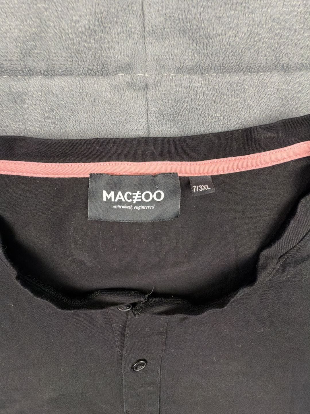 Maceoo Men's Black Henley T-Shirt Size US XL EU 7/3XL 8