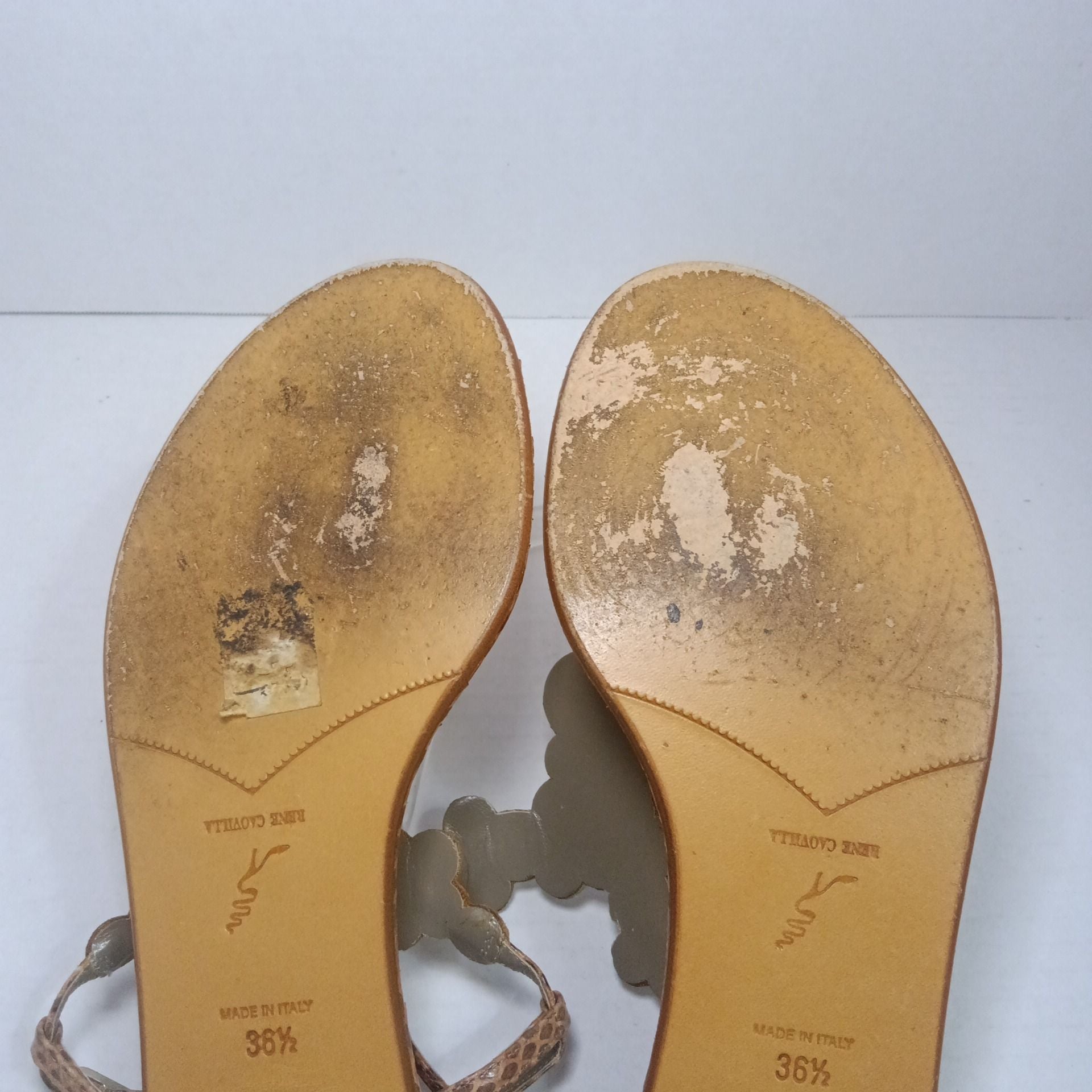 Rene Caovilla Embellished Snake Print Sandals Size 36.5 11