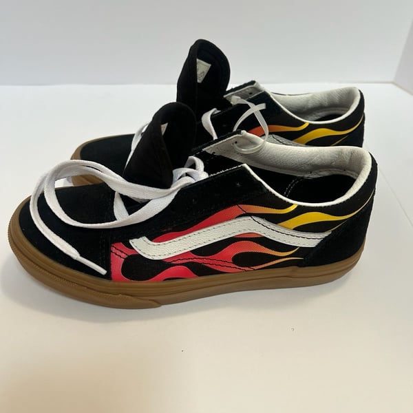 Old Skool Vans Flame Black Gum Sole Sneakers