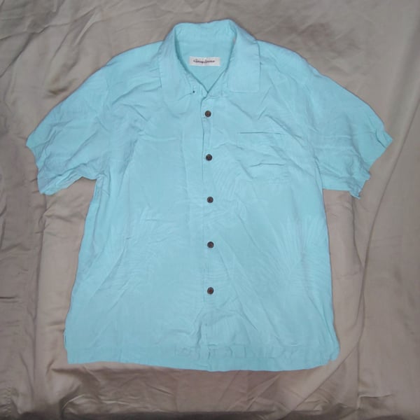 Tommy Bahama 100% Silk Tropical Leaf Print Short Sleeve Shirt Size M