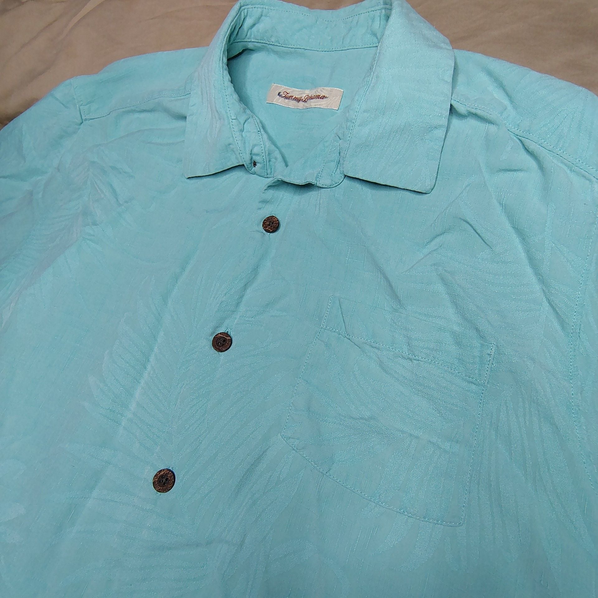 Tommy Bahama 100% Silk Tropical Leaf Print Short Sleeve Shirt Size M 3