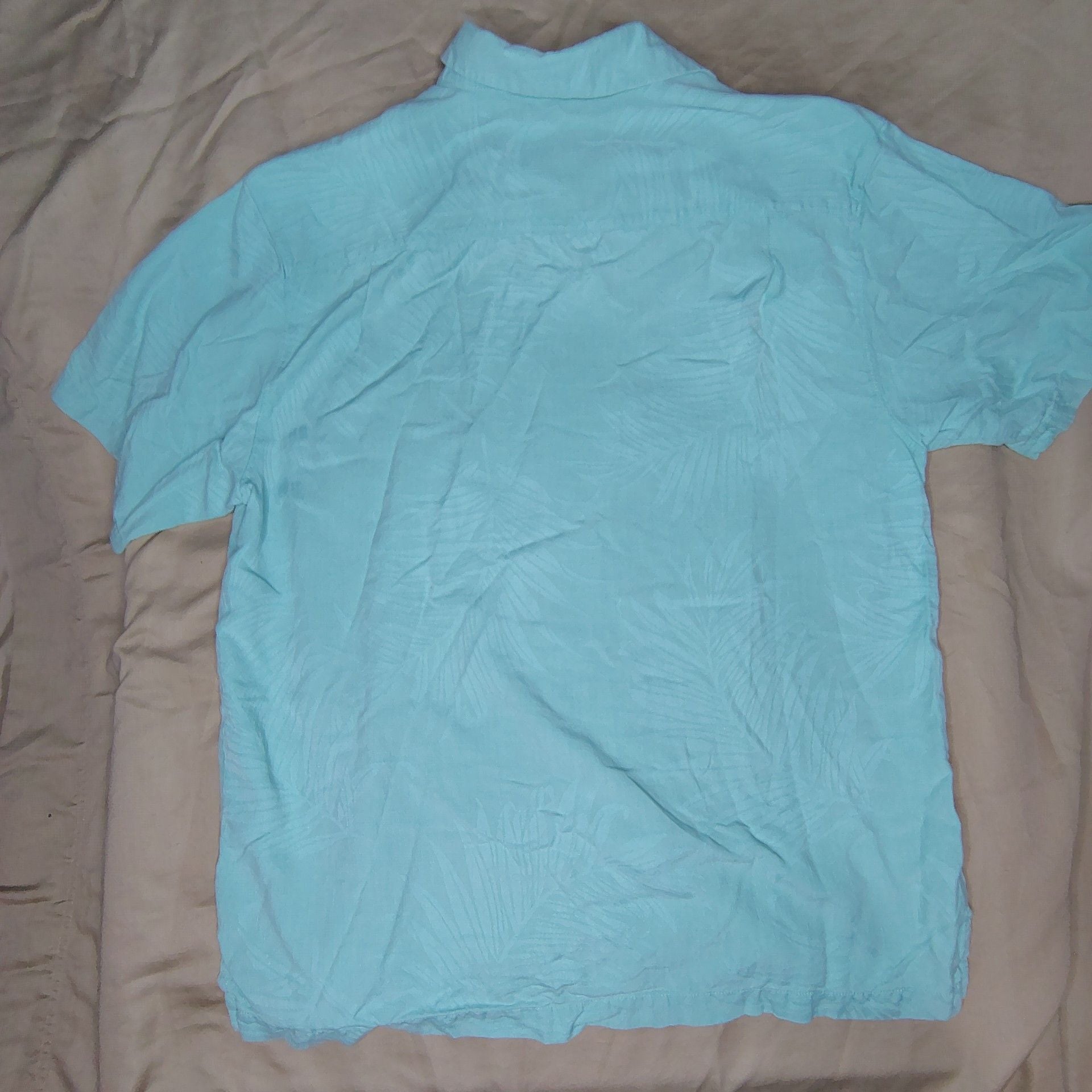 Tommy Bahama 100% Silk Tropical Leaf Print Short Sleeve Shirt Size M 8