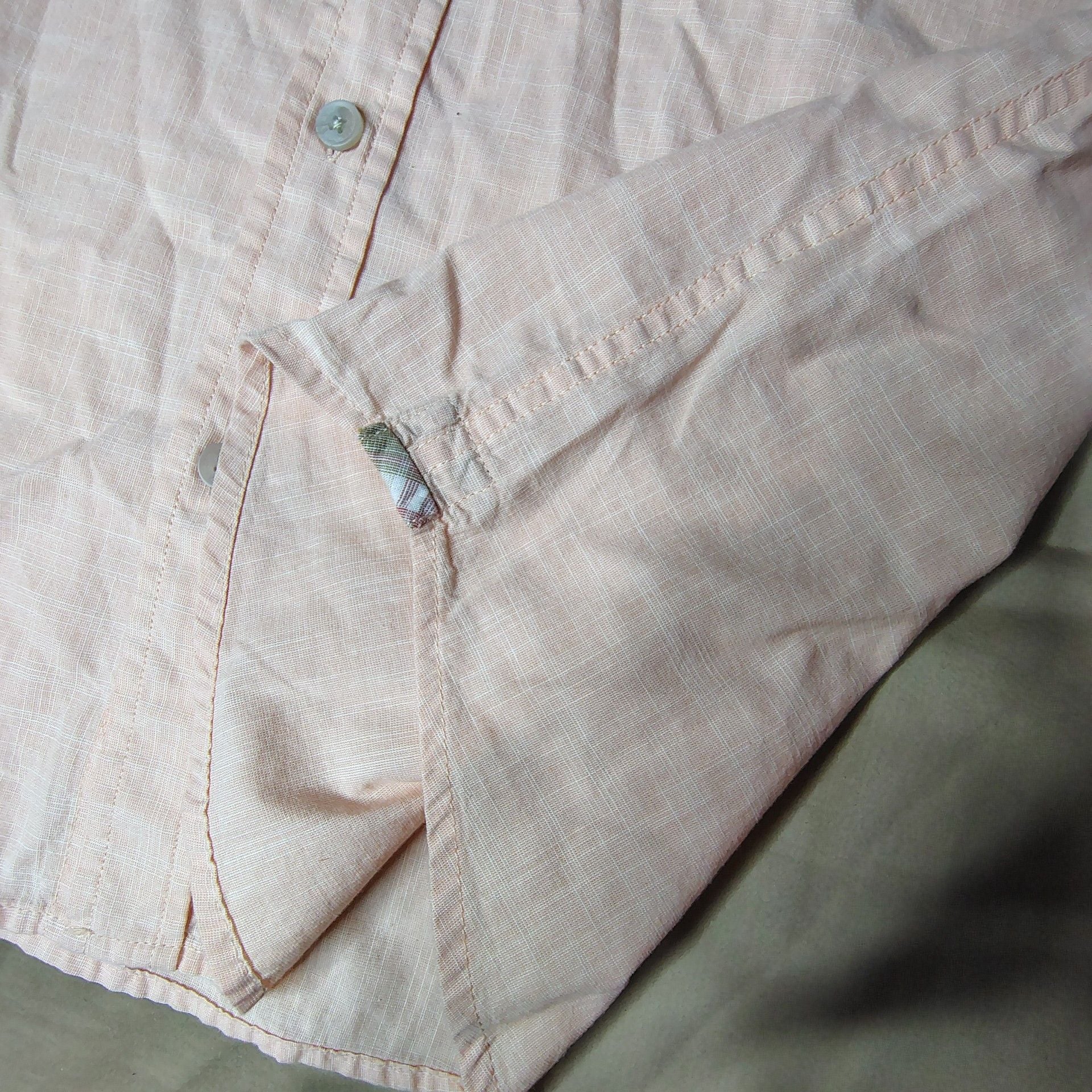 Weatherproof Vintage Men's Size M Short Sleeve Button Down Shirt Peach 5
