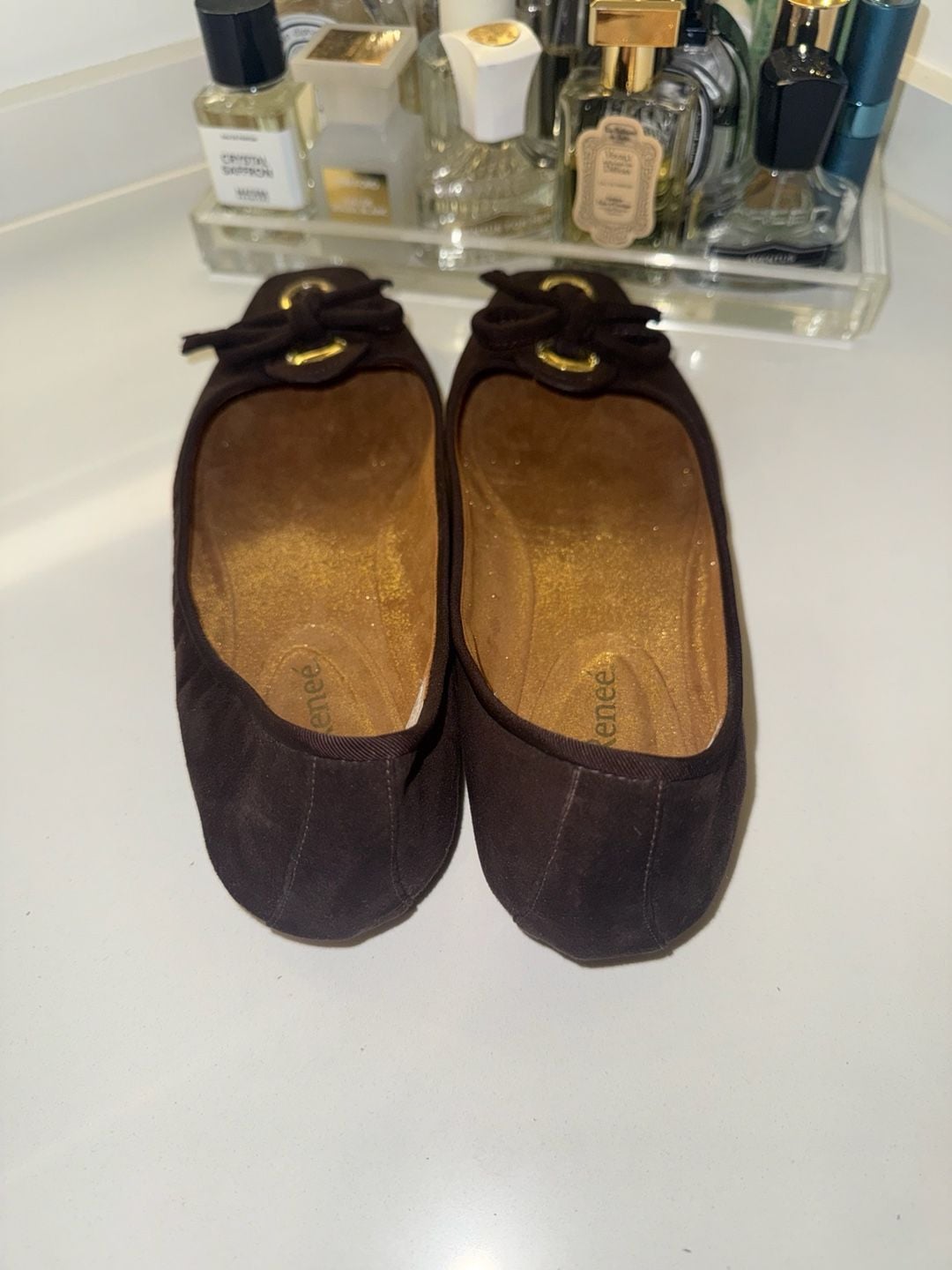 J. Renee Edie Brown Suede Bow Ballet Flats Size 10W 3
