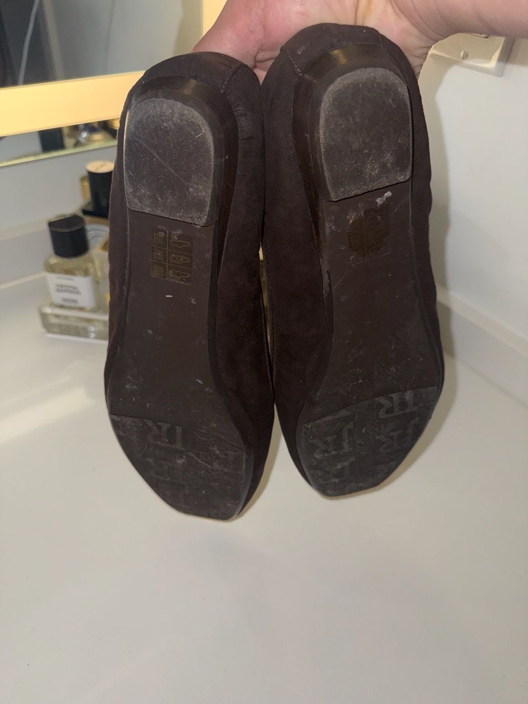 J. Renee Edie Brown Suede Bow Ballet Flats Size 10W 4