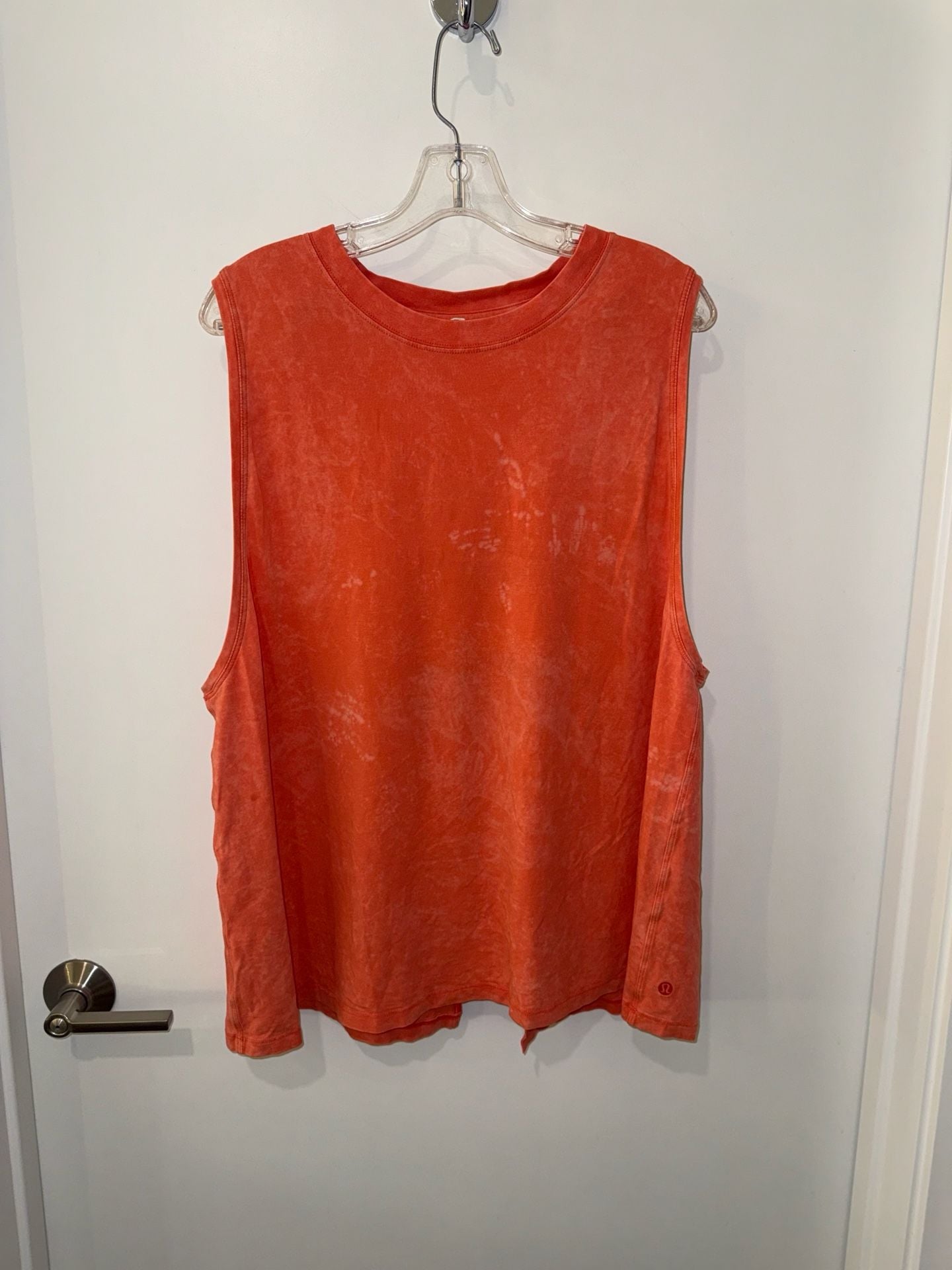 Lululemon Muscle Tank Top Orange Acid Wash Split Back 2