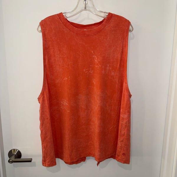 Lululemon Muscle Tank Top Orange Acid Wash Split Back