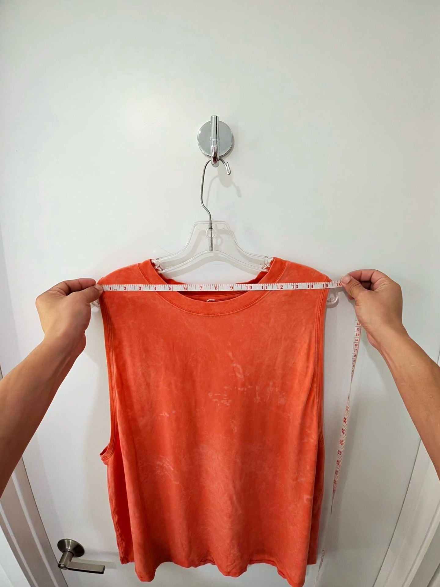Lululemon Muscle Tank Top Orange Acid Wash Split Back 4