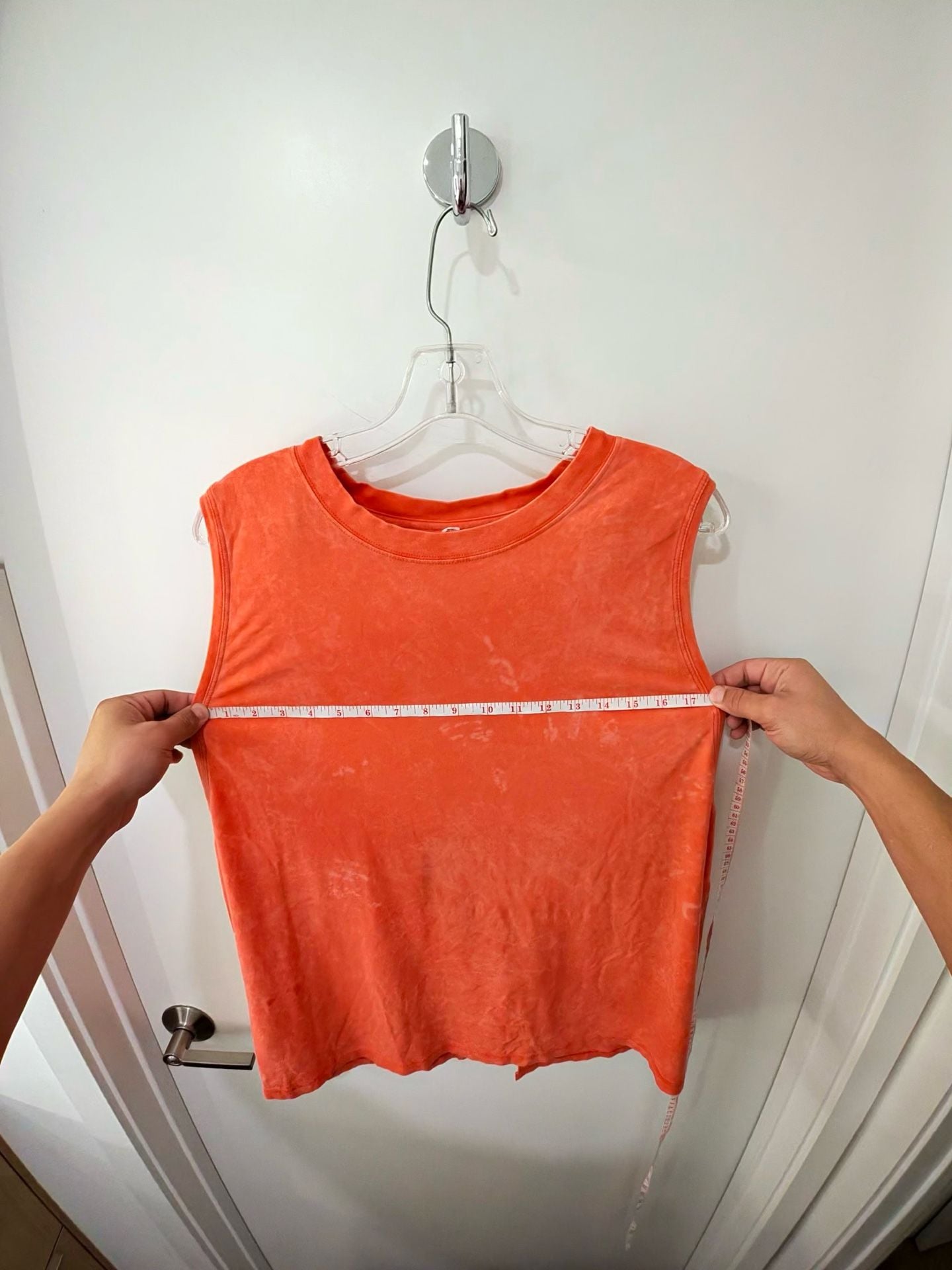 Lululemon Muscle Tank Top Orange Acid Wash Split Back 5