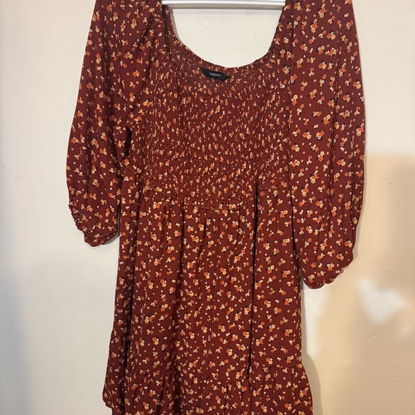 Dokotoo Floral Smocked Tiered Mini Dress Size L