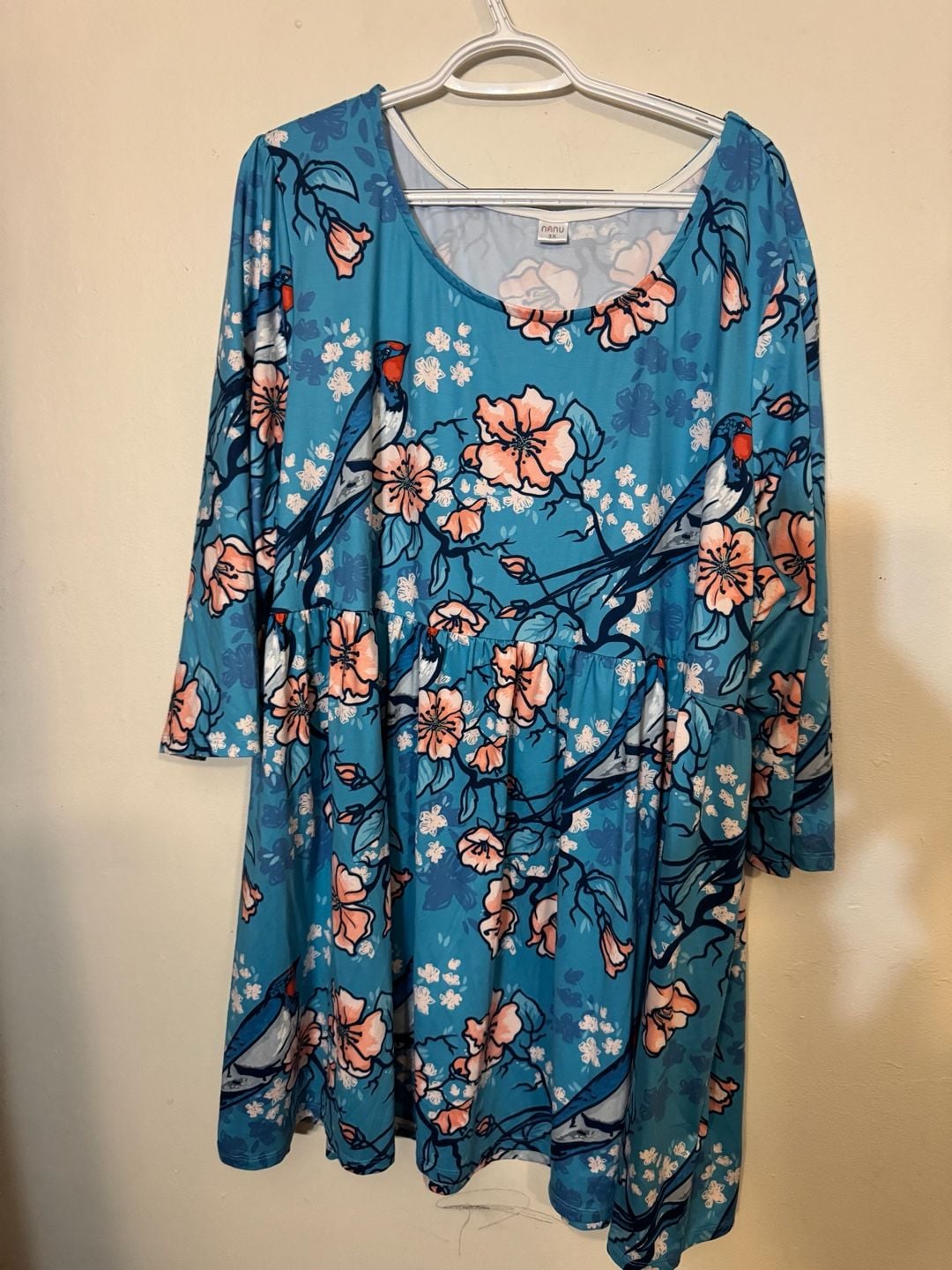 Nanu Floral Bird Print Drop Waist Dress Size 3X 2
