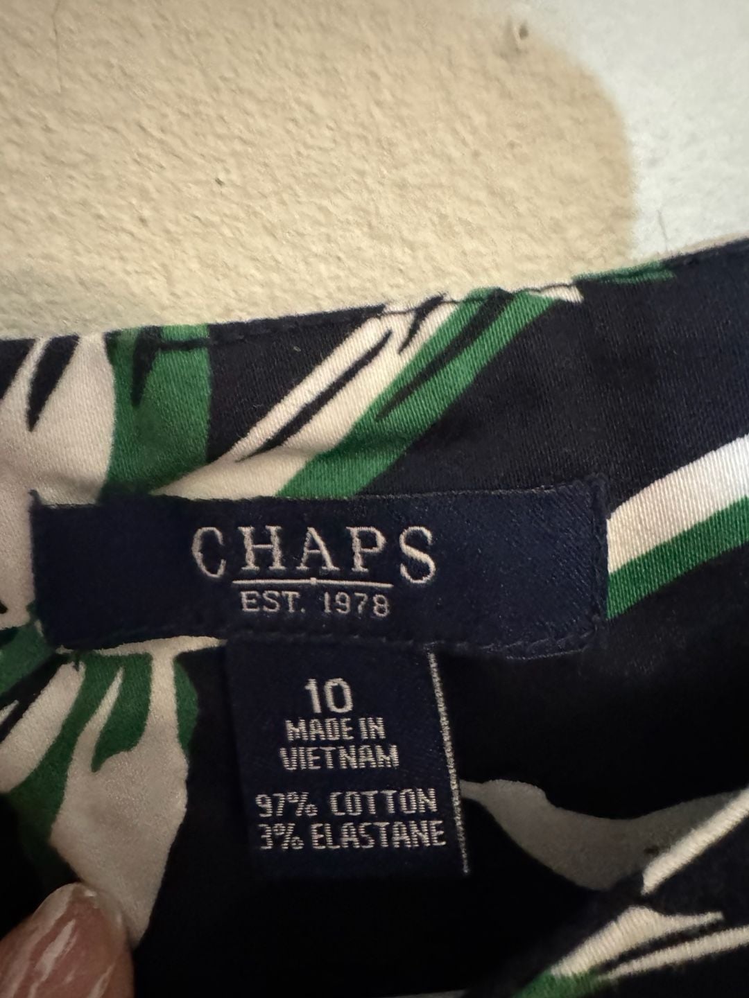 Chaps Size 10 Sleeveless Floral Sheath Dress Navy Green White 3