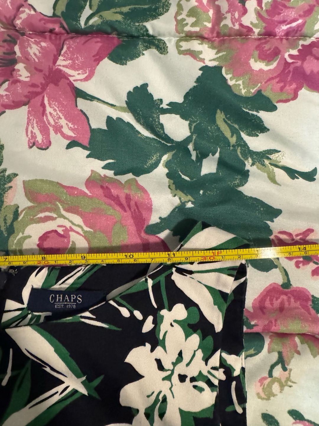 Chaps Size 10 Sleeveless Floral Sheath Dress Navy Green White 4