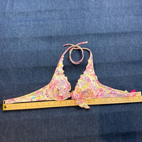 Victoria's Secret Bikini Top 32B Multi-Color Tie Front Ruffle