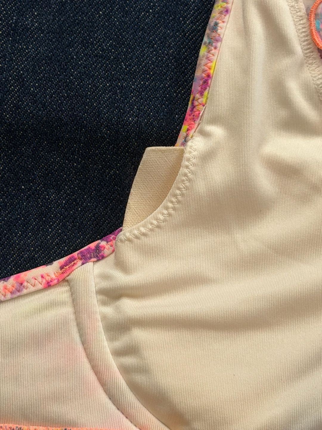 Victoria's Secret Bikini Top 32B Multi-Color Tie Front Ruffle 9