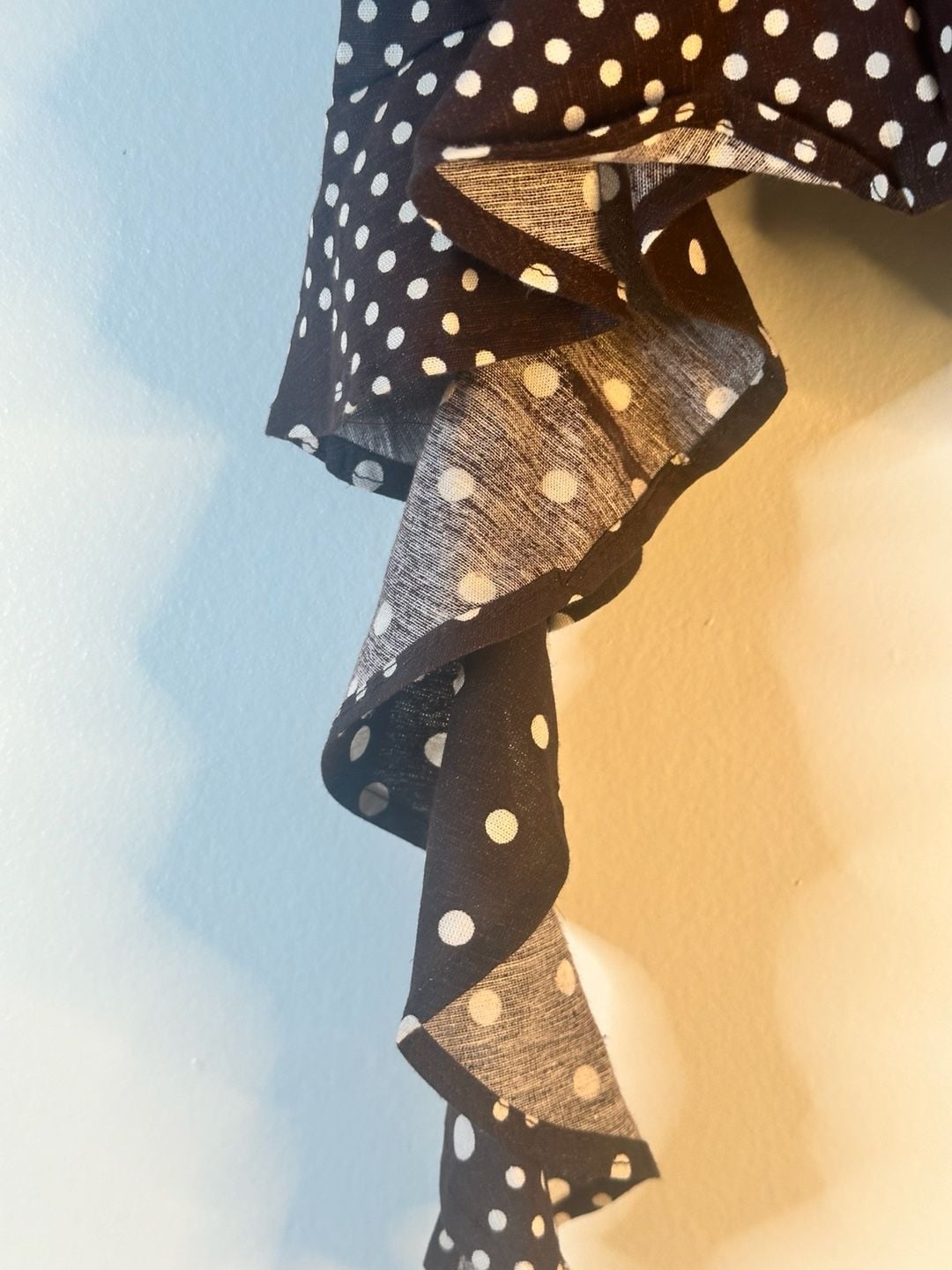 Style Envy Polka Dot Ruffle Linen Blend Top Size L 5